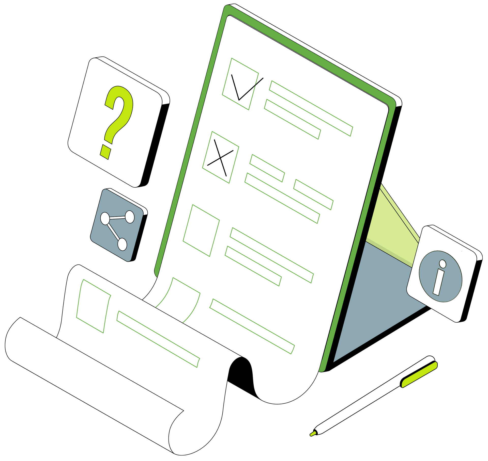 Icon illustration showing finding answers to questions